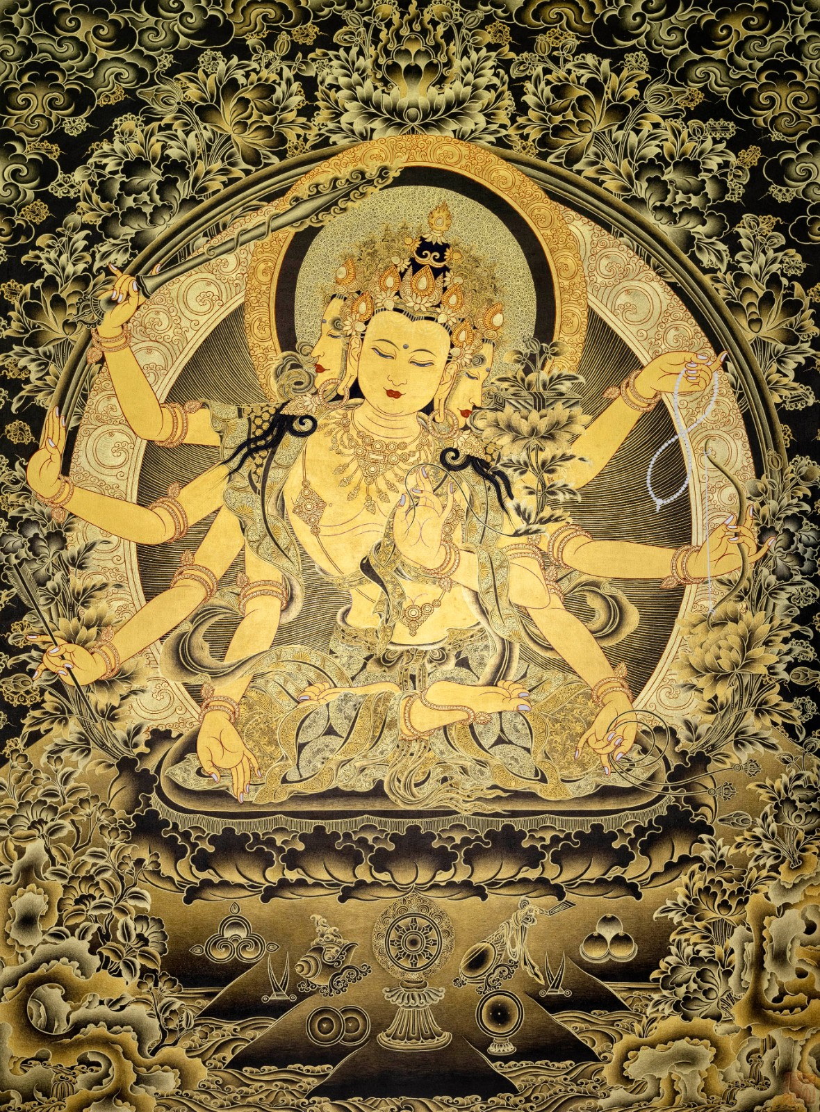 藏传佛教三面八臂观音图片